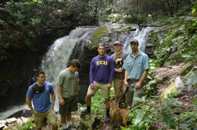 ANNAPOLIS PLUS ONE
I had the distinct pleasure of showing four members of the 2013 Annapolis graduating class around my favorite waterfall playground.

As soon as I get their names straight I will post them. From left to right, four Cadets, a friend and new crew member, Steve, and the little brown critter is Pumpkin.

How did the roaming knob get in there? Oh, the Falls is Pine Ridge Falls.

If they had tried a little harder they could have been in the Coast Guard.  :)
 
