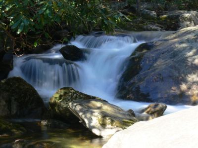 Rushing water
So you like a good physical workout? Go up the right side of the creek and over the mountain to the falls.
