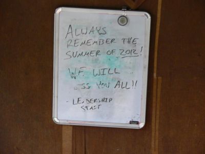 Least We Forget
Sign posted on the office door saying goodbye to our last class of kids just two weeks before the devastating flood.

Those who have worked so hard to make Buffalo Mountain Camp
a reality will not forget.
